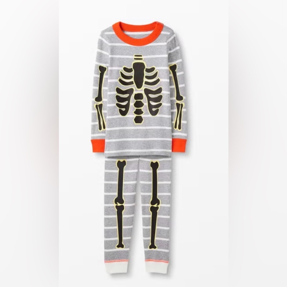 Hanna Andersson Skeleton Glow in the Dark Pajama Set - size 3